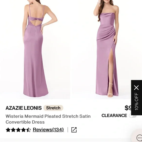 Azazie Strapless Satin Dress in Purple - Picture 3 of 7